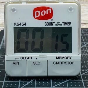 Edward Don Digital Kitchen Timer Count Up‎ Down Magnetic Clip Stand K5454 White
